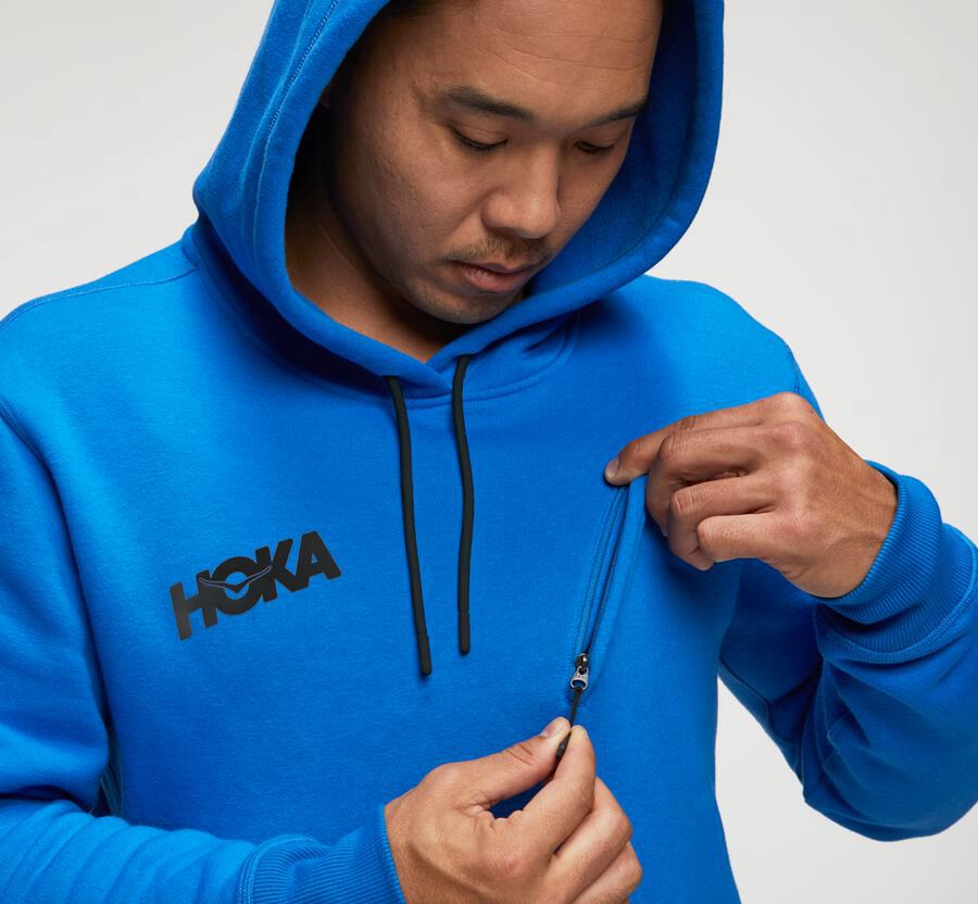 Hoodie Mens - Hoka One One Performance - Blue - NQTFGAS-56